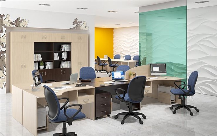 Офисный комплект мебели SIMPLE с эргономичными столами, тумбами, шкафами в Сарапуле - изображение 5
